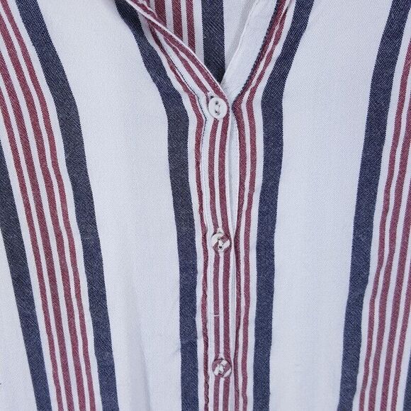 L'ACADEMIE Top Womens XS White Stripe Pullover Tie Front Tunic Long Sleeve - Picture 3 of 9